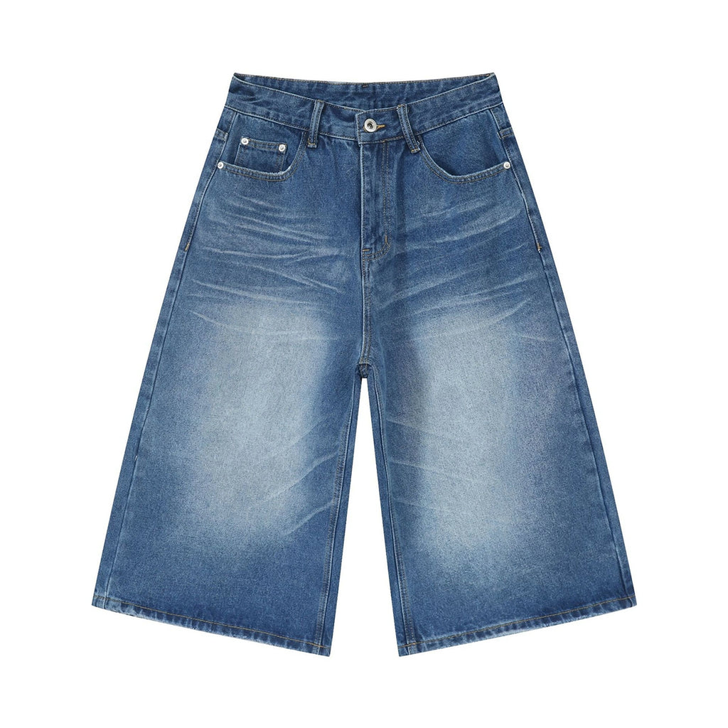 PUBLICRADIO Retro Washed Knee Denim Shorts