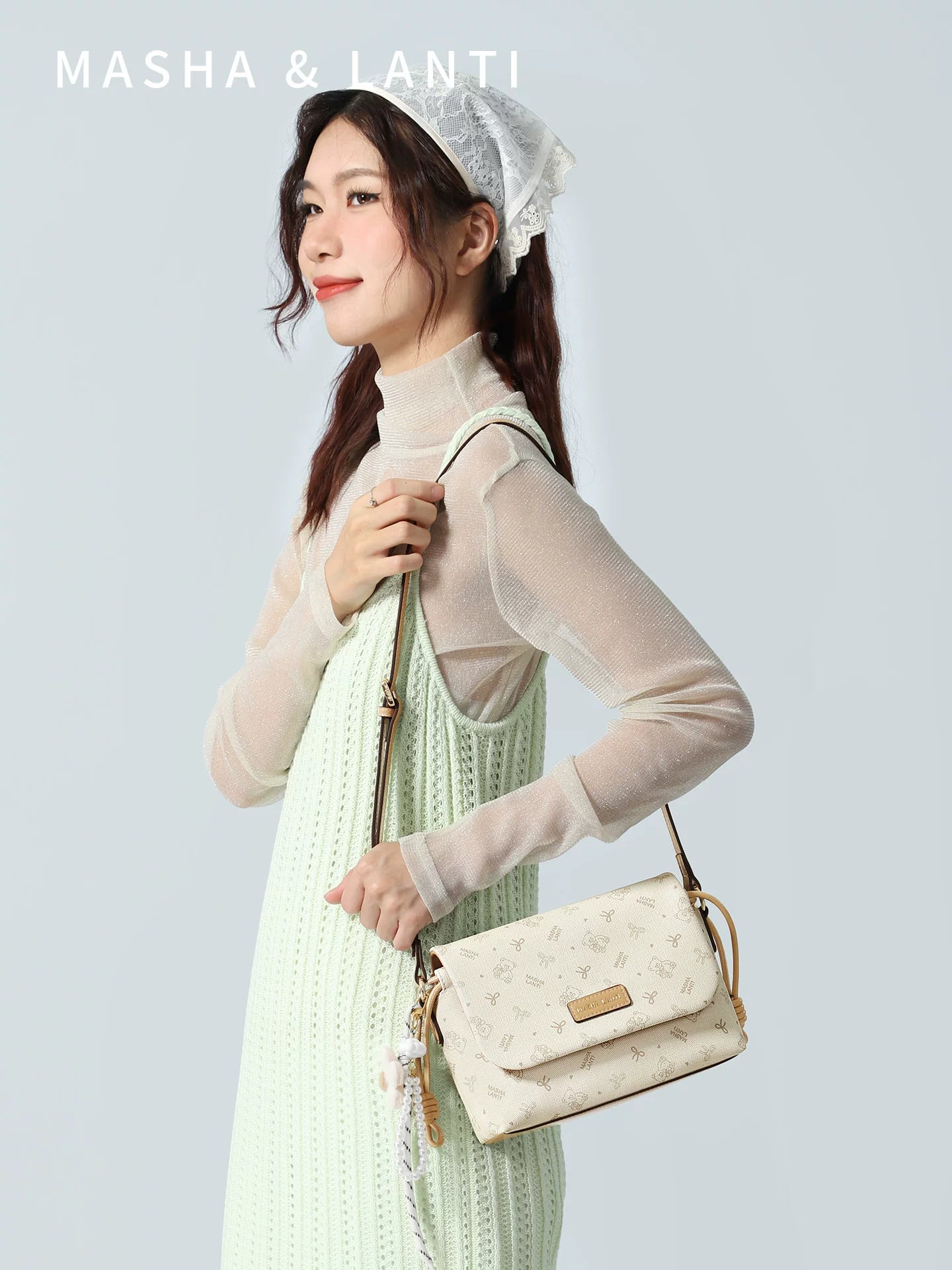 Masha Lanti Bear Large Capacity Shoulder Small Square Bag