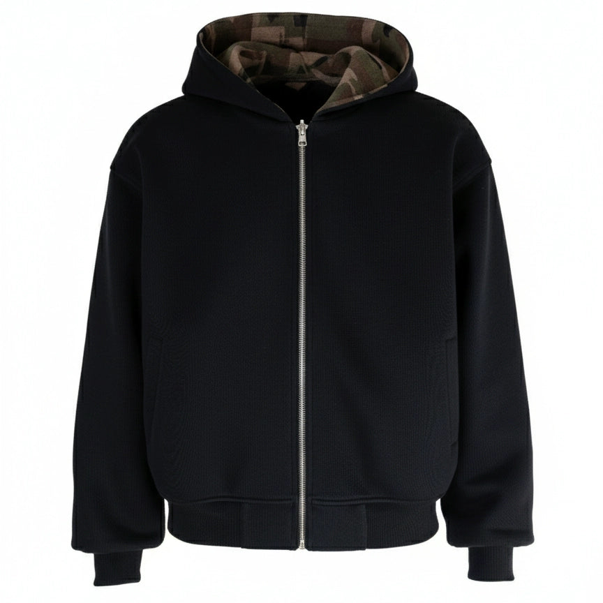 PERDU Camouflage Double-sided Wear Versatile Cardigan Sweater