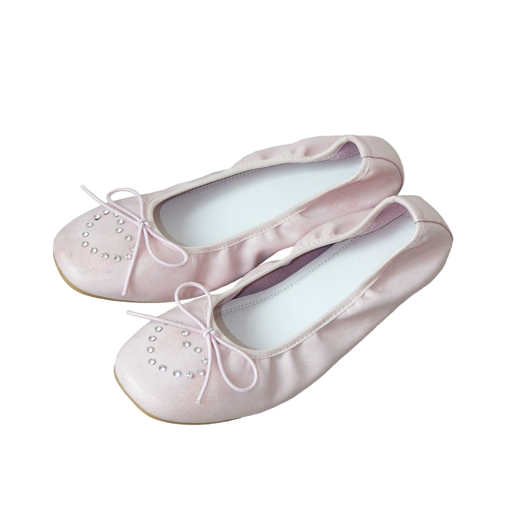Mooreyu Bow Round Head Soft Sole Retro Flats