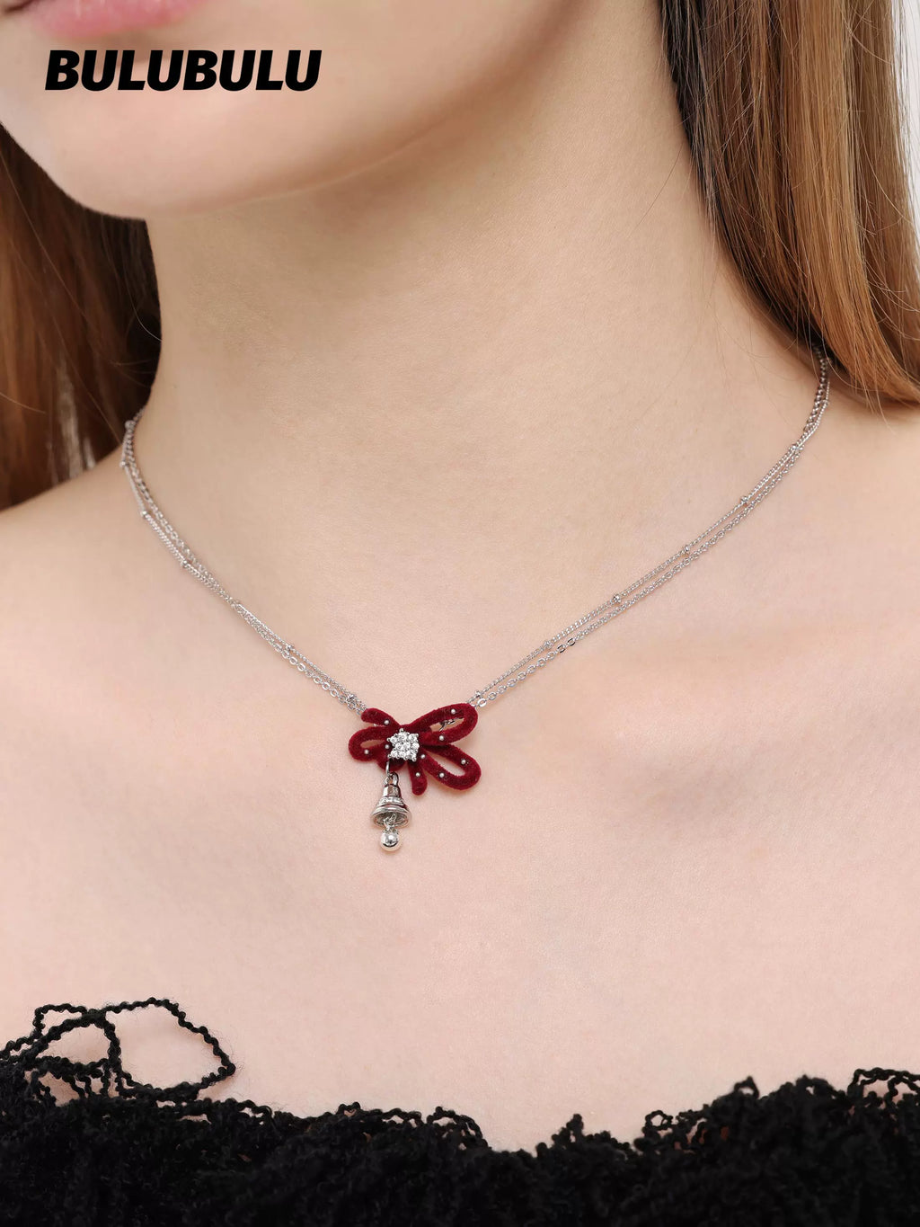 BULUBULU Bow Bell Double Clavicle Chain