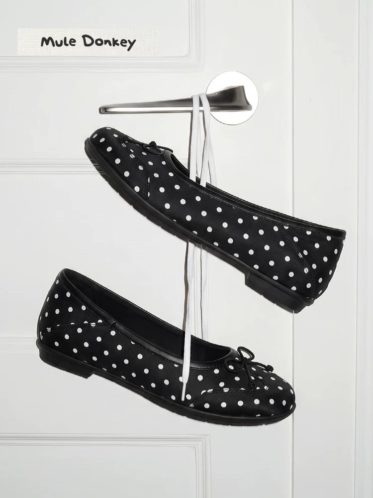 Donkey Retro Inner Heightening Polka Dot Single Shoes