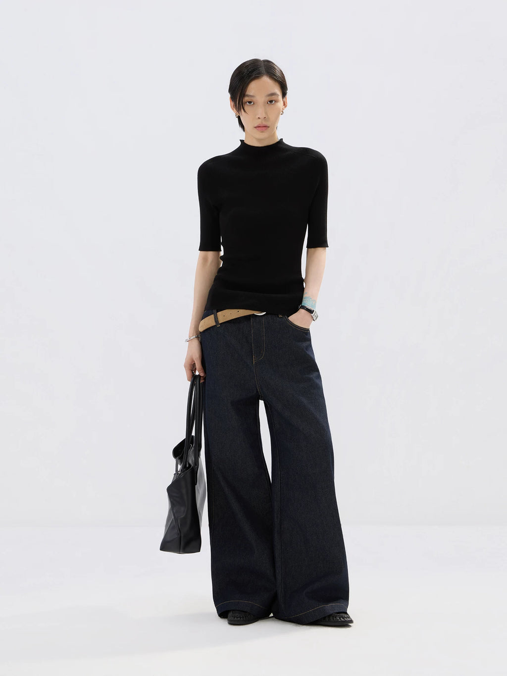 Sameuoo Small Turtleneck Knitted Versatile Tee