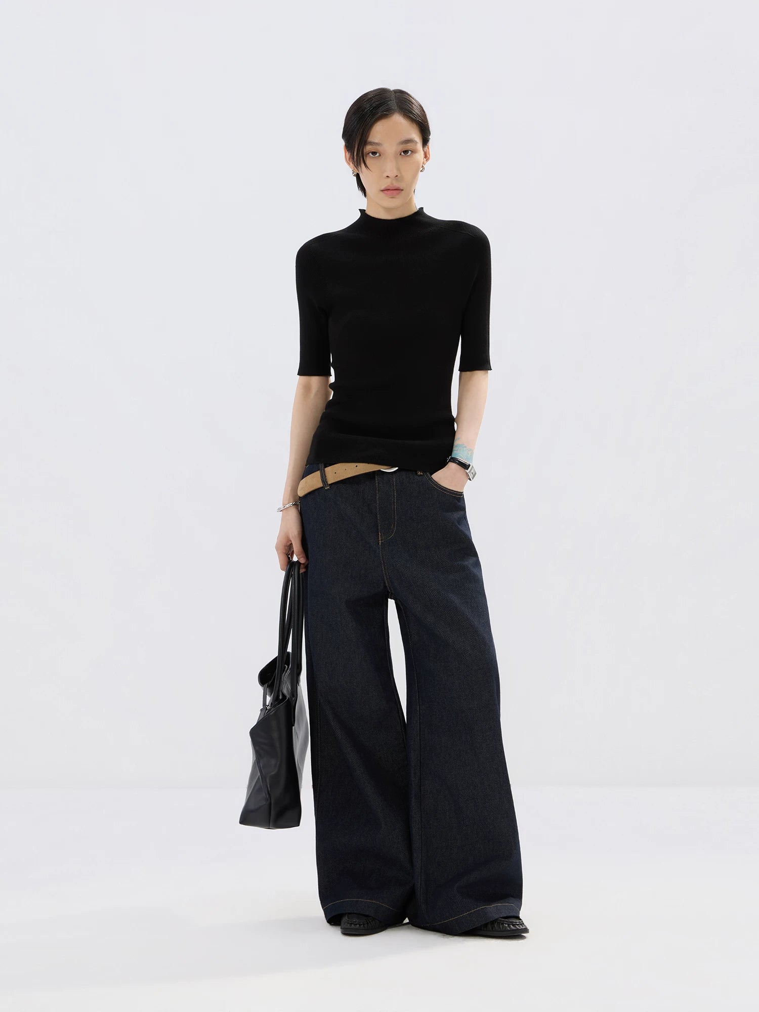 Sameuoo Small Turtleneck Knitted Versatile Tee