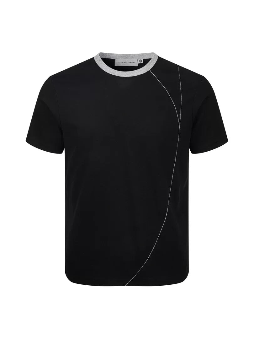 EME Contrasting Lines Casual Front Shoulder Tee