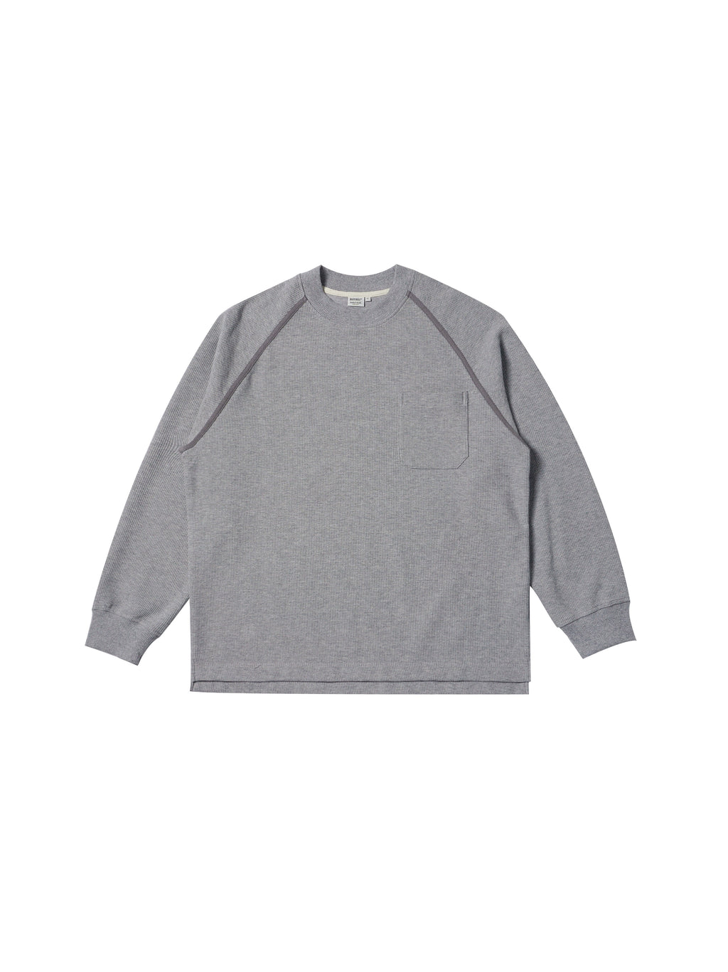 BUTTBILL Waffle Ragged Loose Long Sleeve Tee