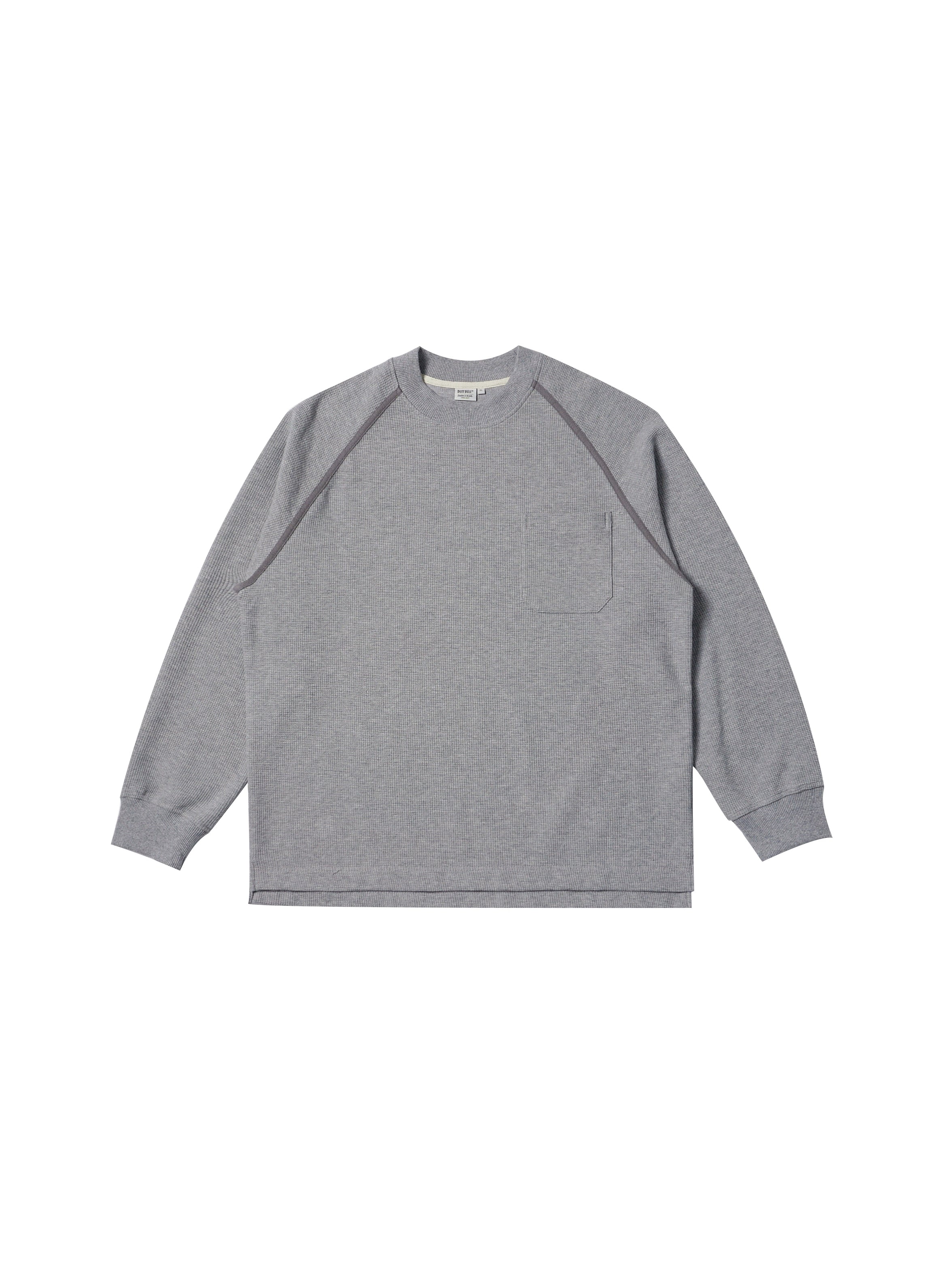 BUTTBILL Waffle Ragged Loose Long Sleeve Tee