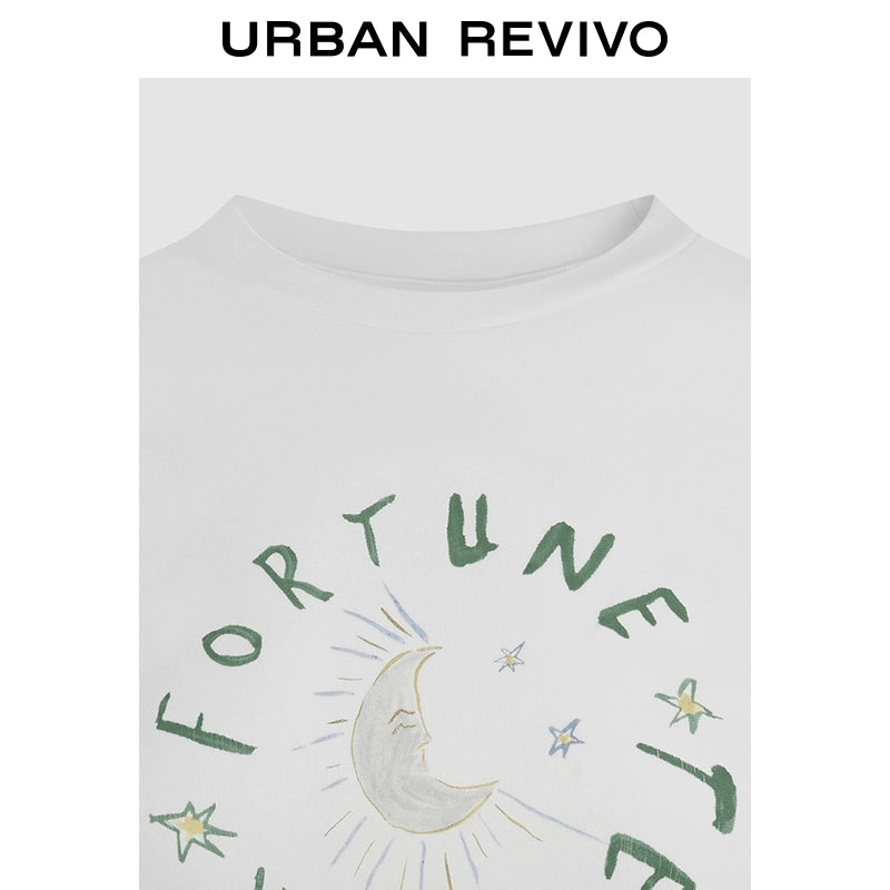 URBAN REVIVO Contrasting Print Pleated Waist Tee