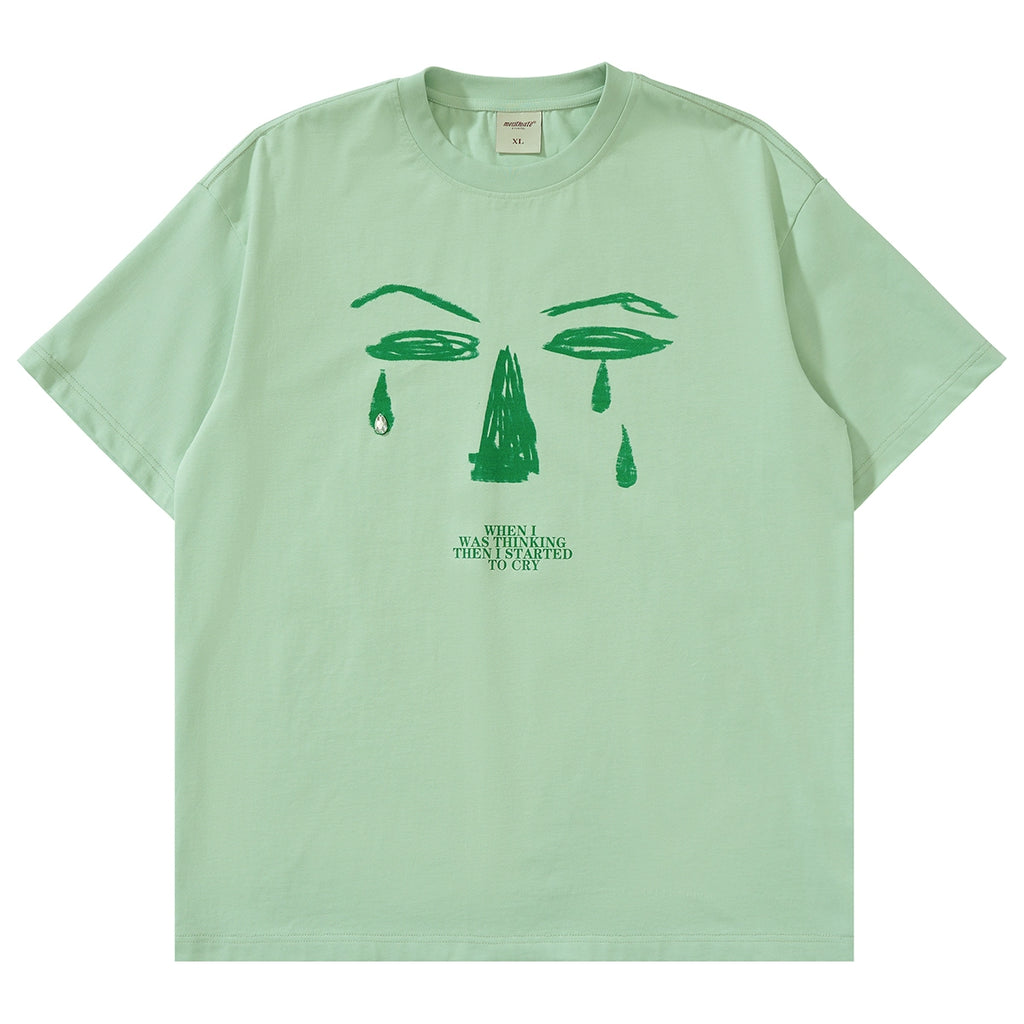 Mentmate Face Graffiti Print Tears Sticker Drill Tee