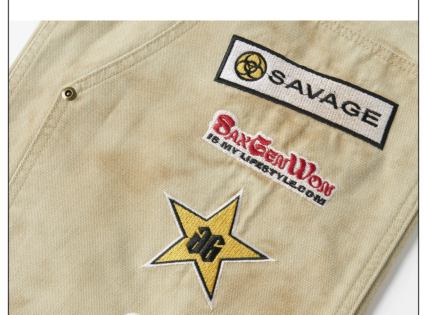 SAXGENWON Embroidered Loose Straight Overalls