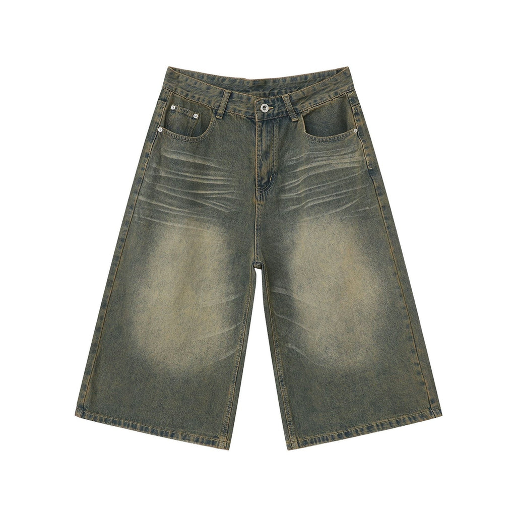 PUBLICRADIO Retro Washed Knee Denim Shorts