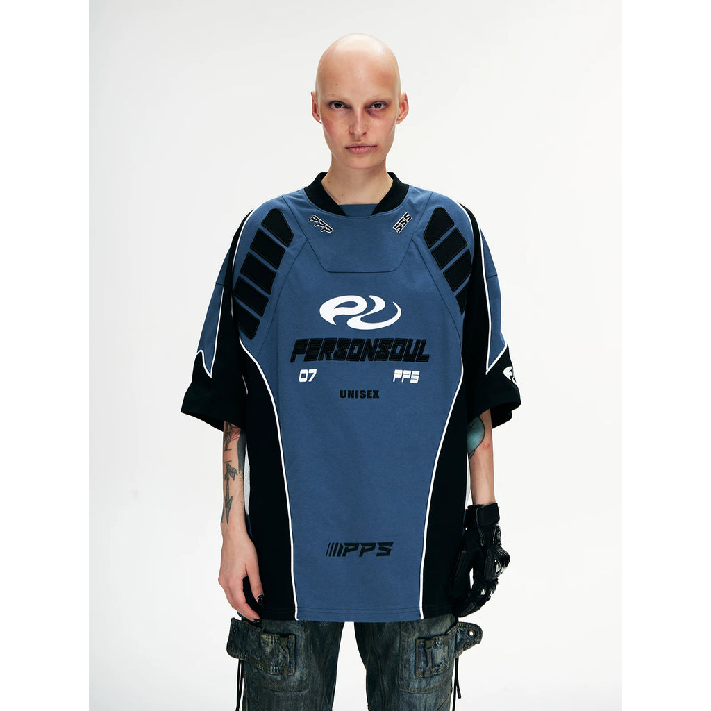 PERSONSOUL Embroidery Color Matching Sports Tee