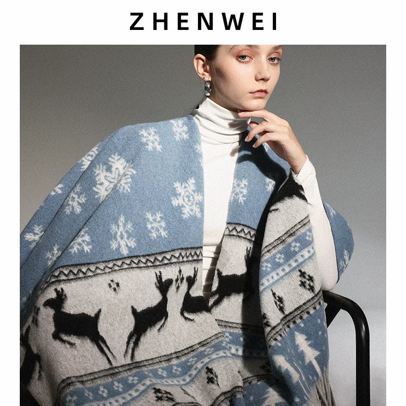 ZHENWEI Cape Enlarged and Widened Scarf Shawl Dual-purpose