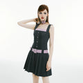 Imone College Girl Style Contrasting Color Suspender Dress