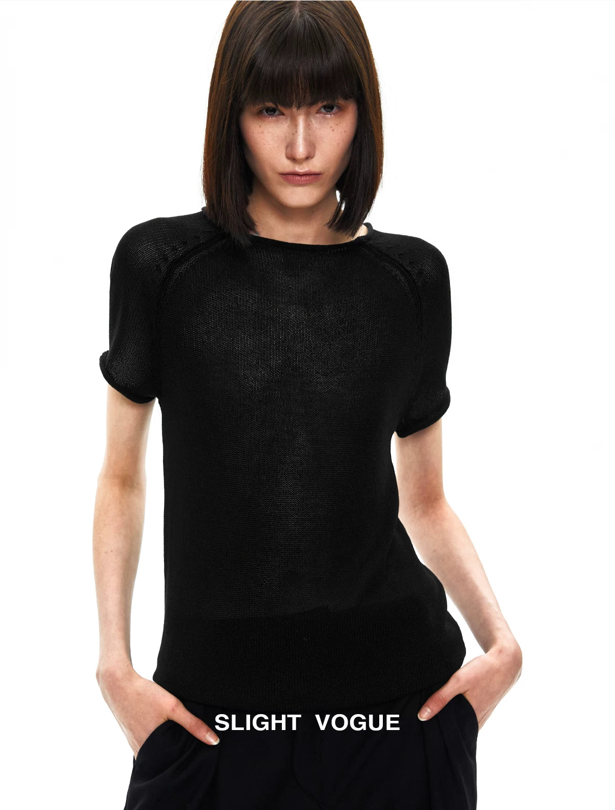 Slight Vogue Curled Lazy Textured Tee
