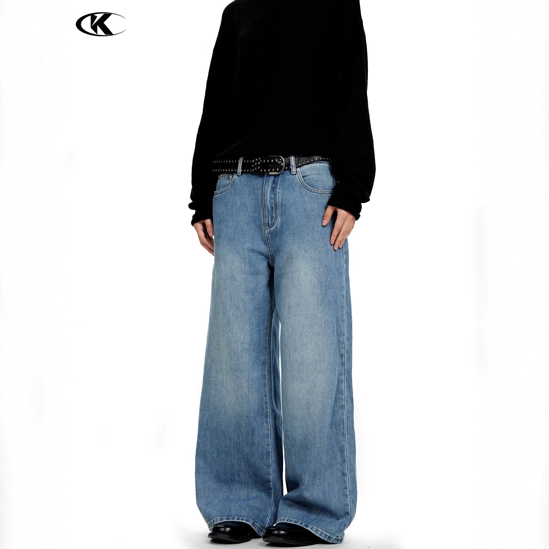 11KN Retro Casual Wide Leg Straight Jeans