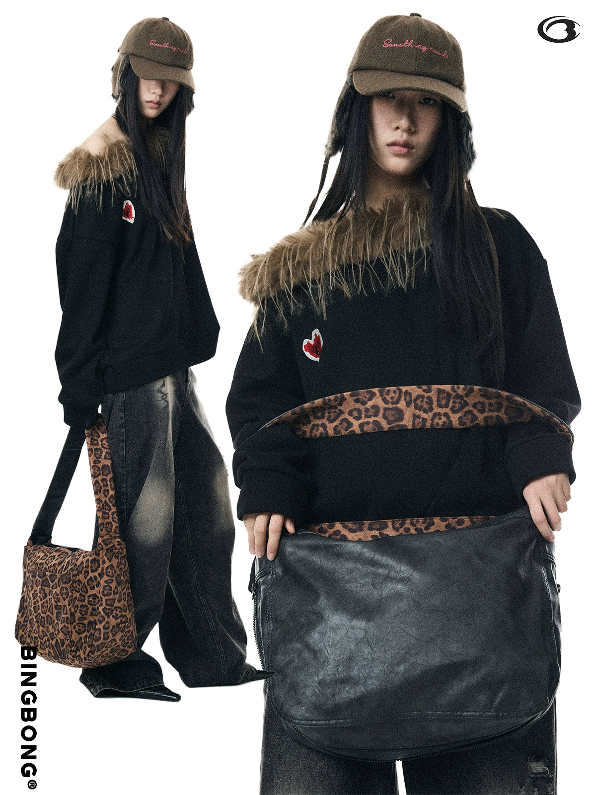 BINGBONG Vintage Large Capacity Slack Simple Shoulder Crossbody