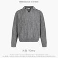 TRYTHMCLUB V-neck Lapel Ripped-knit Sweater