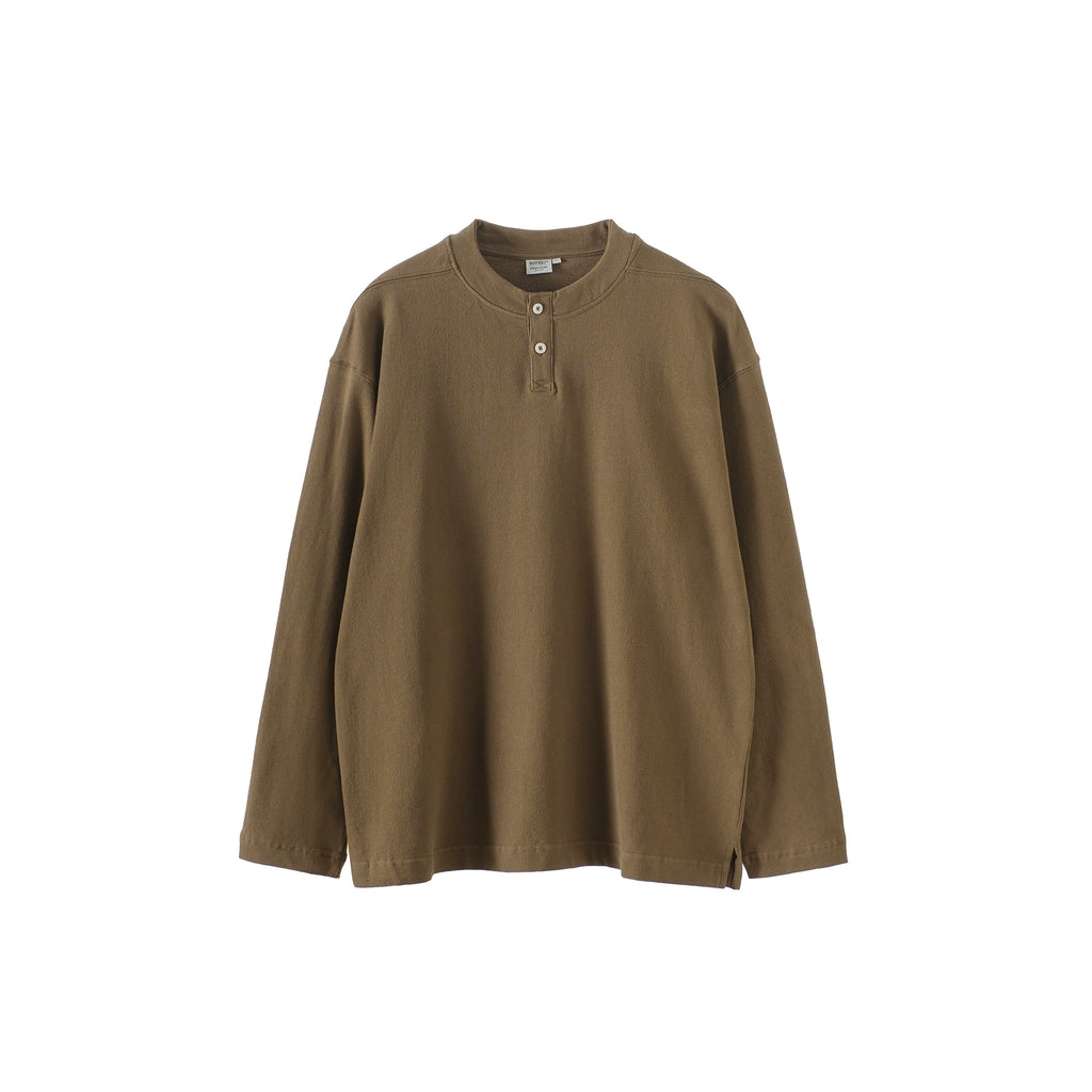 BUTTBILL Henry Collar Simple Casual Vintage Long Sleeve