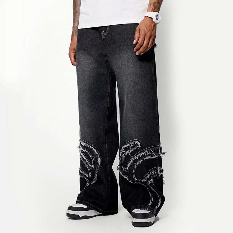 Inflation Loose Straight Bearded Jeans