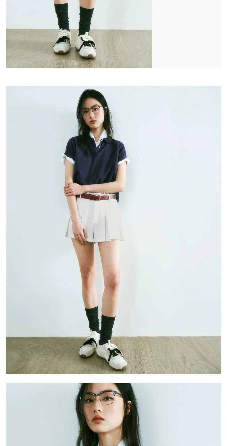 URBAN REVIVO Nautical Casual Simple Versatile Polo Shirt