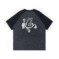BENT IDEA Pinstripe Color Matching Shoulder Casual Tee