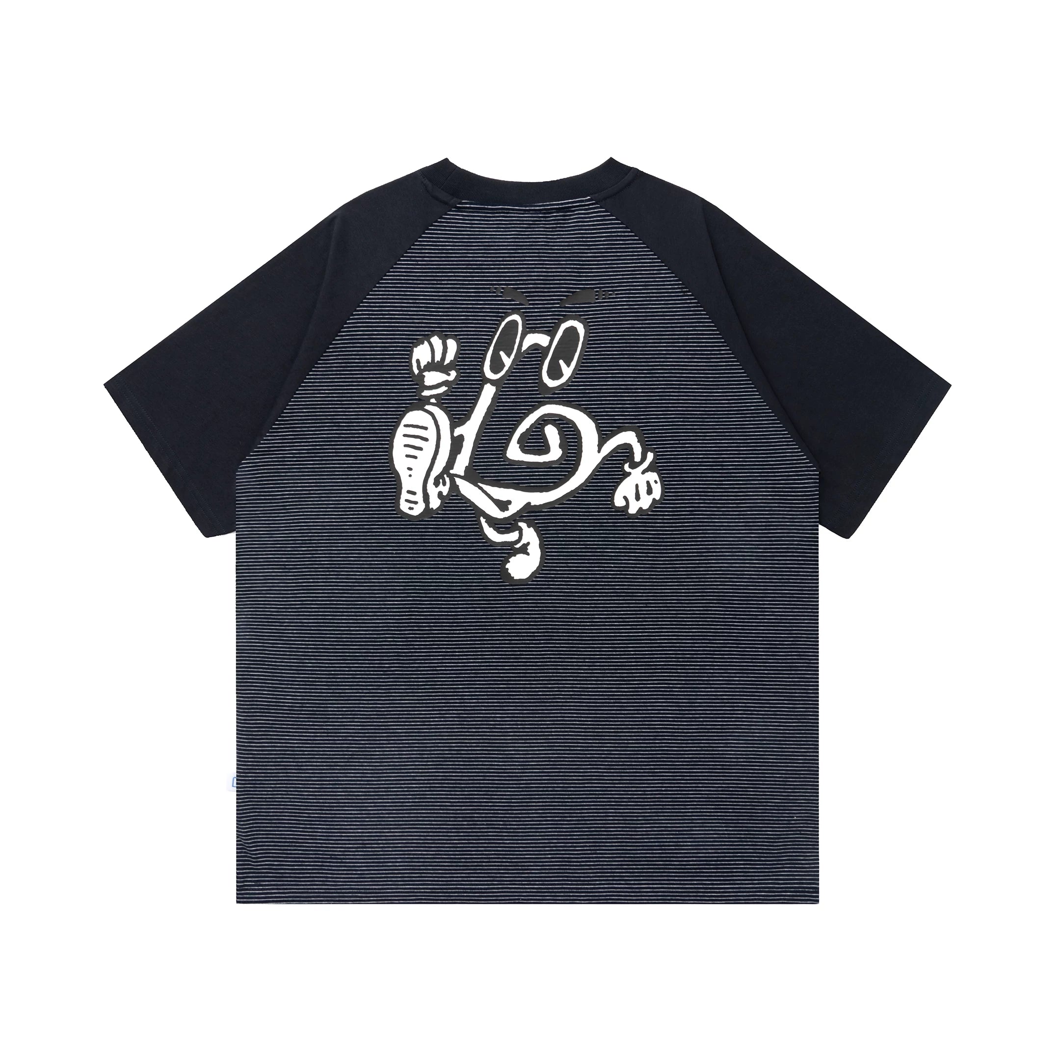 BENT IDEA Pinstripe Color Matching Shoulder Casual Tee