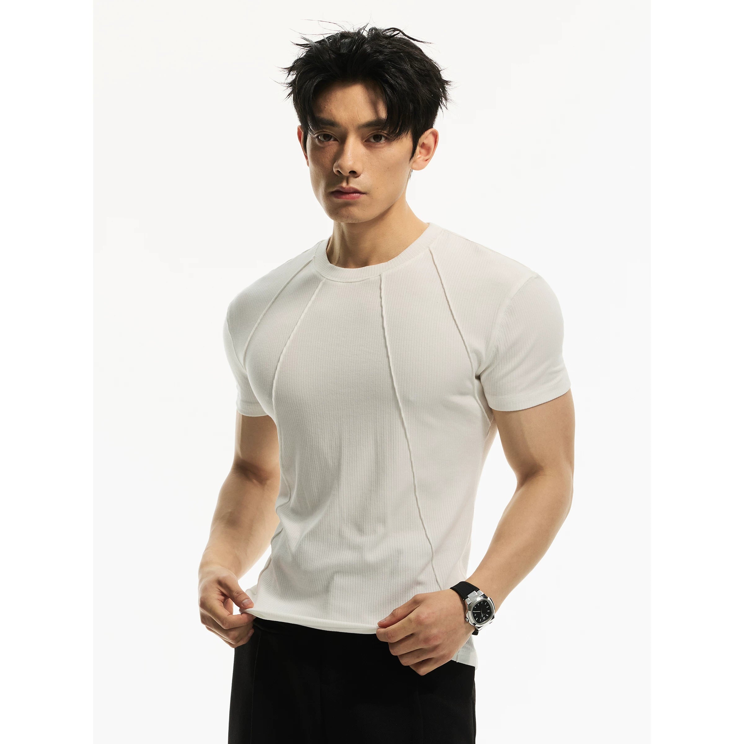 DAY NY Oblique Pleated Front Shoulder Casual Tee