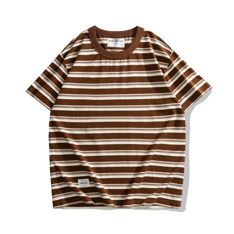 PrintAce Retro Sports Style Knitted Striped Tee