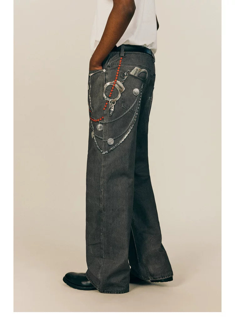 NONRADICAL fantasy chain blood-stained print jeans