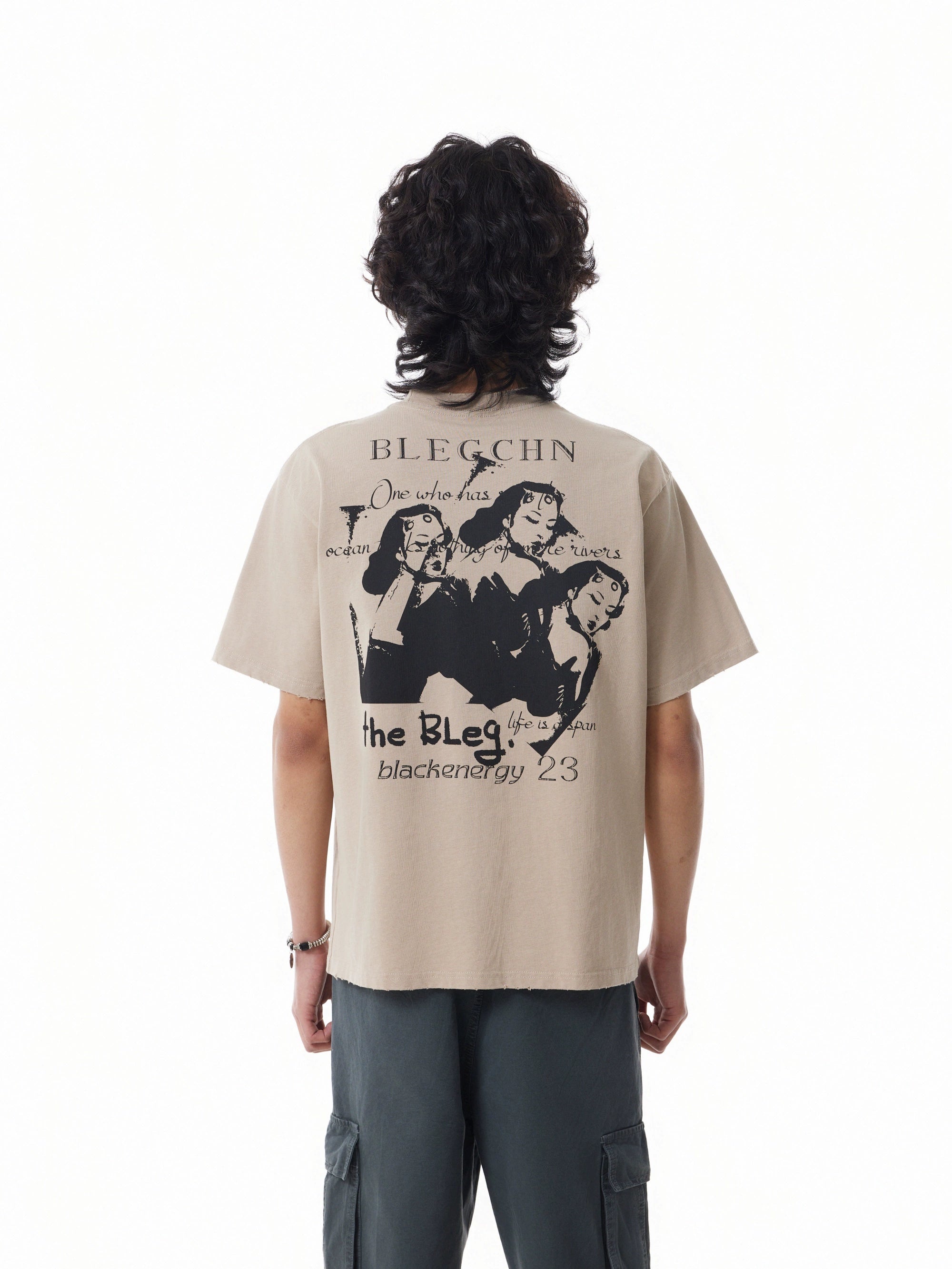 BTSG Vintage Printed Short Wide Tee