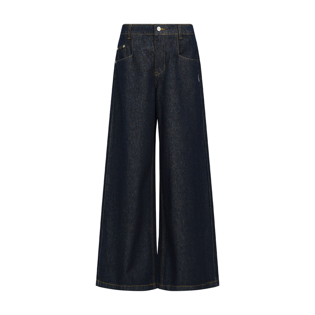 FUNKYFUN Open Stitch Loose Straight Jeans