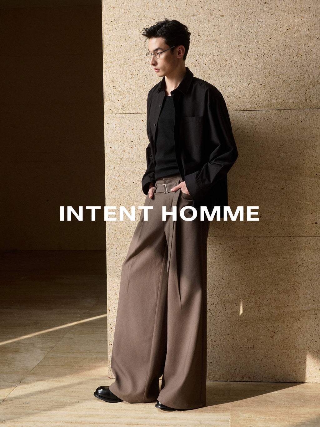 INTENT Dark Striped Straight Casual Trousers