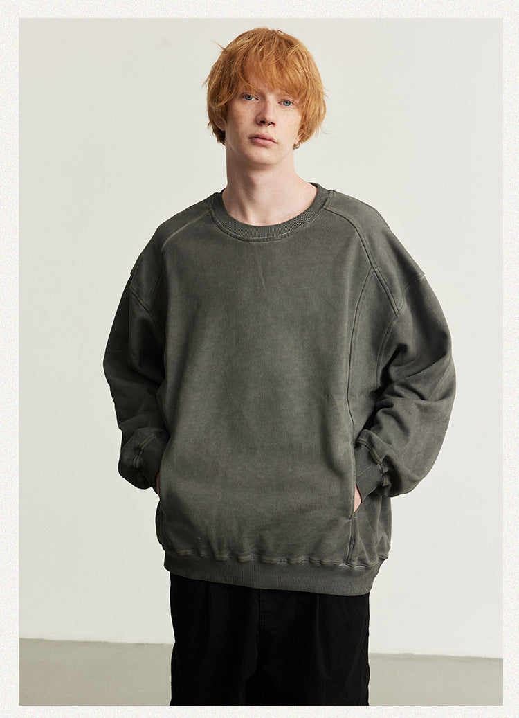 UNF Heavy Cotton Old Pullover Crew Neck Sweater