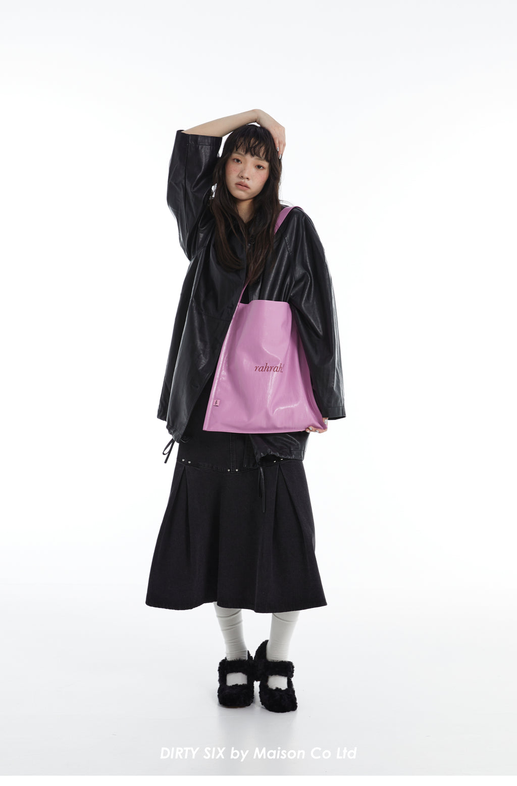 DirtySix "rahrah!" contrasting embroidery thread leather tote bag