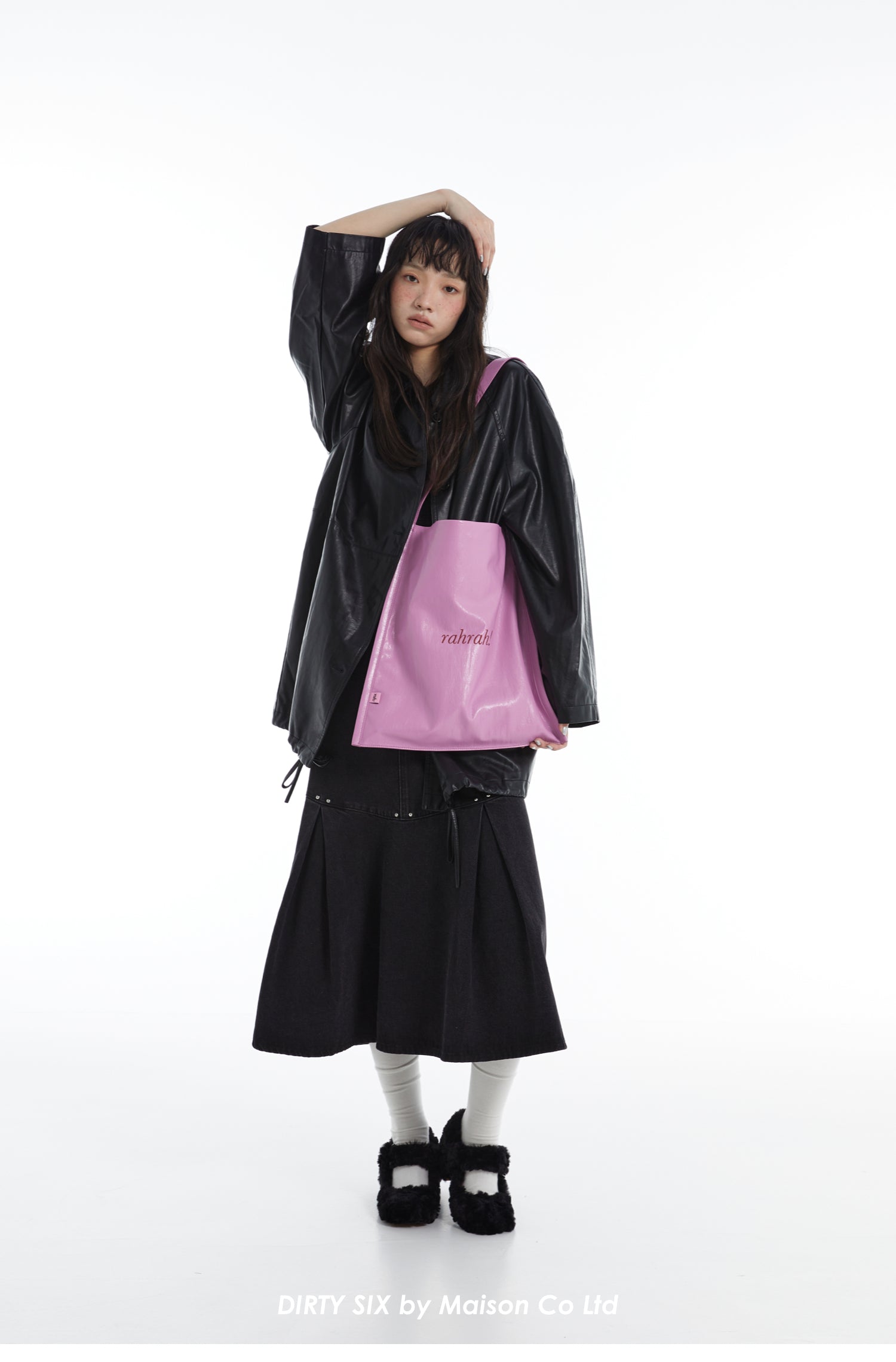 DirtySix "rahrah!" contrasting embroidery thread leather tote bag