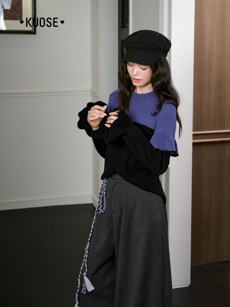 Kuose Semi-turtleneck Slim Bottom Sweater Knit