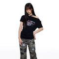 EZEK One-word Shoulder Half-sleeve Off-the-shoulder Tee