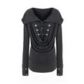 DoublePunch Metal Buckle with Knitted Hooded Bottom Long Sleeve