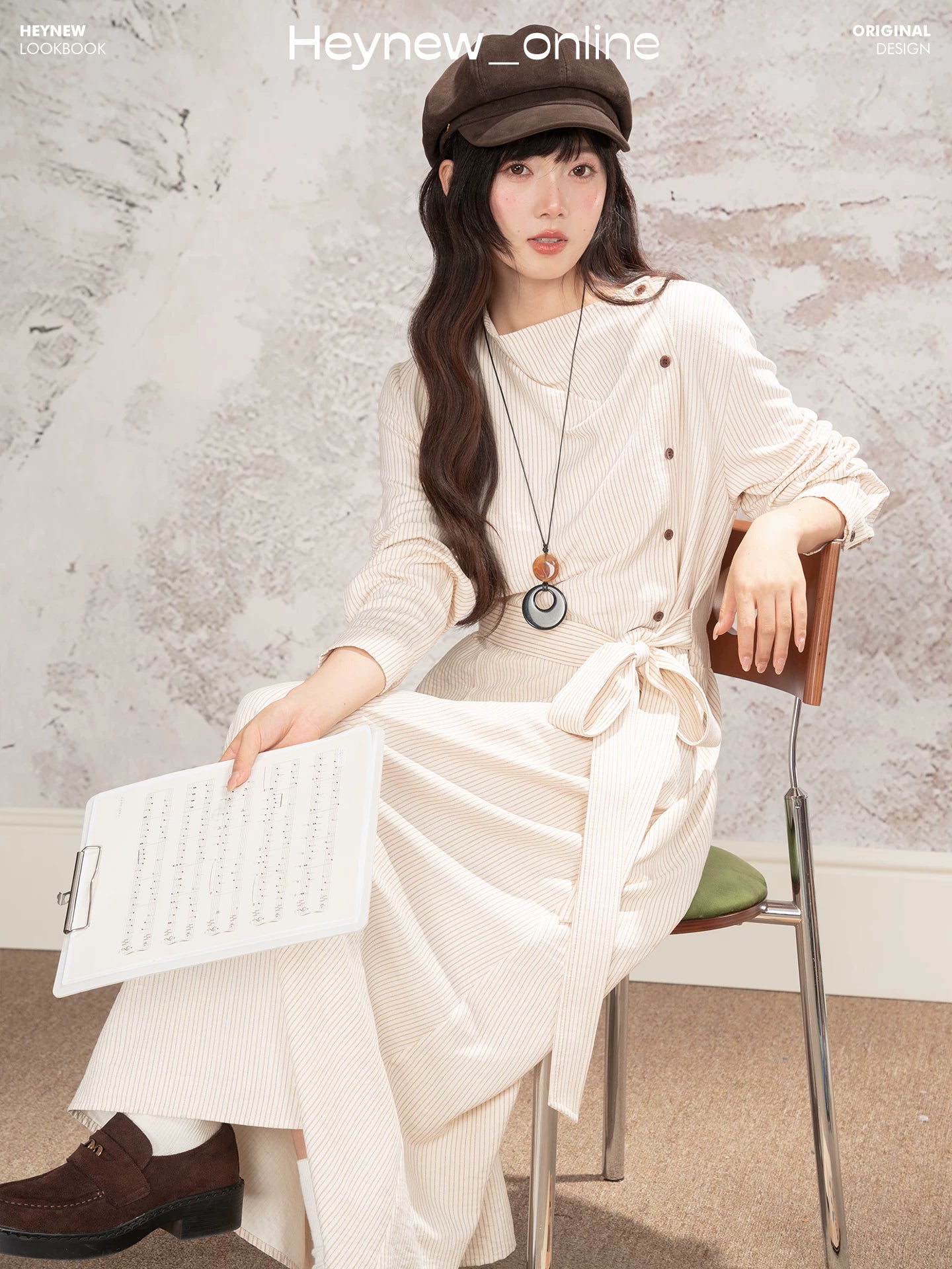 LOVEHEYNEW Simple Striped Dress