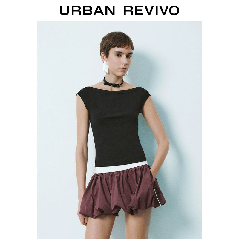 URBAN REVIVO Atmosphere Slim Neck Short Sleeve Tee