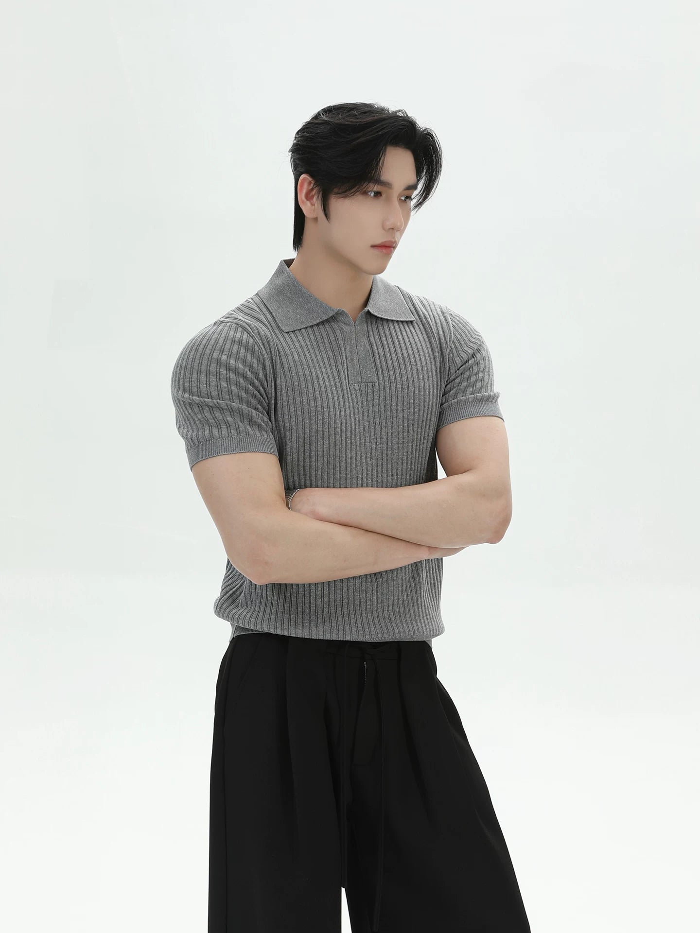TURNTIDE Knitted Polo Shirt Casual Tee