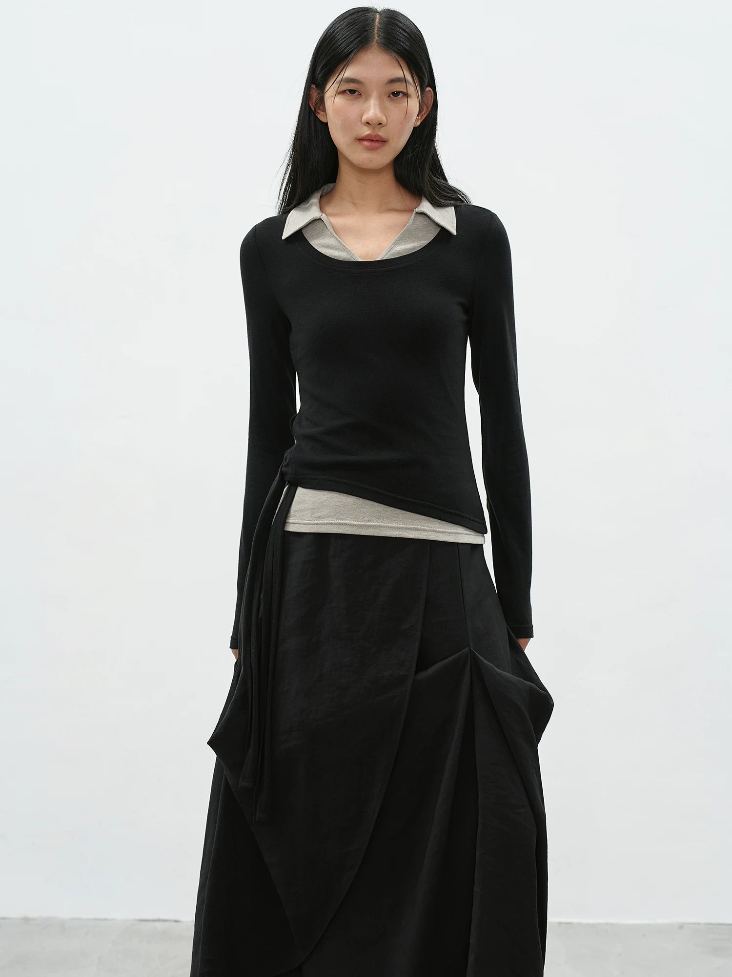 EIGHTHMONTH Fake Two-piece Lapel Slim Long Sleeve