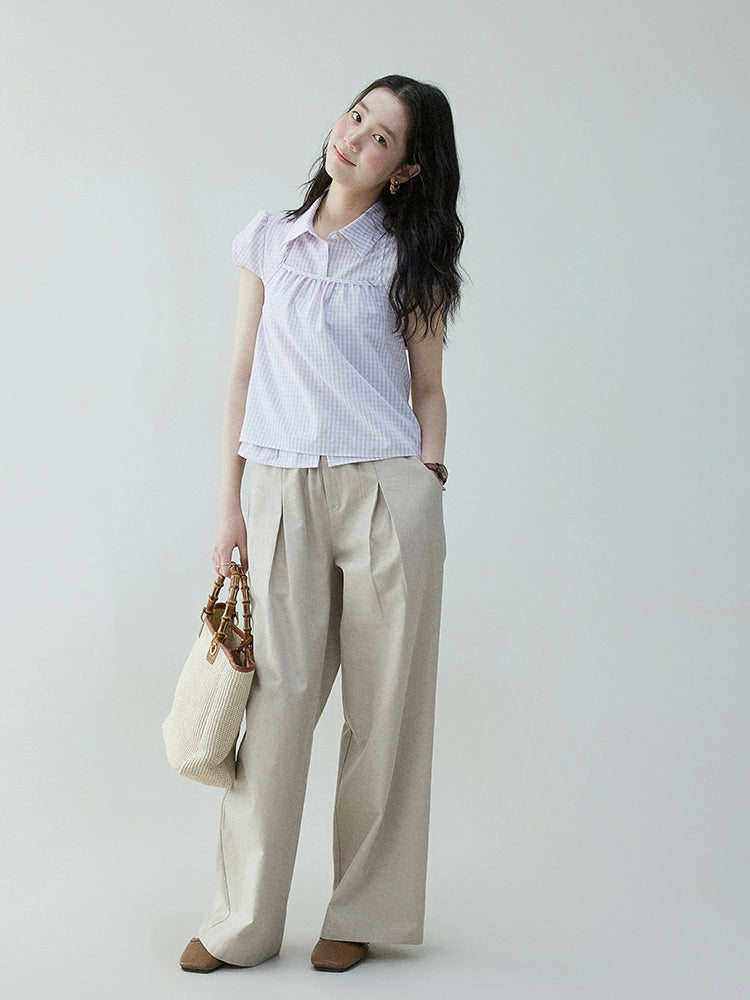 VOOE High-waisted Elastic Casual Loose Suit Pants