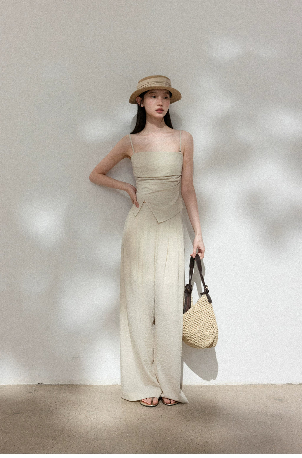 Cantonstory Backless Sleeveless Strap Casual Pants Set