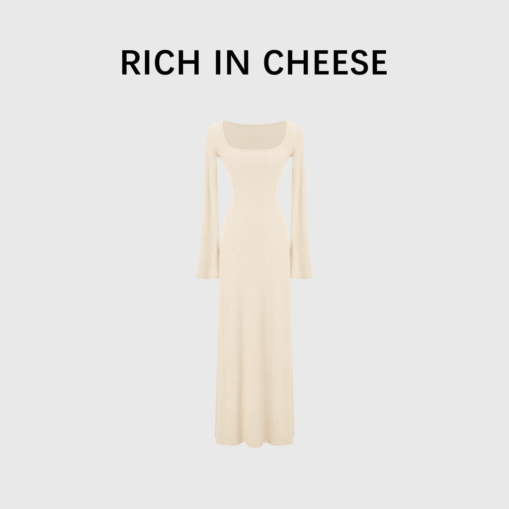 RICH IN CHEESE Knitted Waist Slim Dress