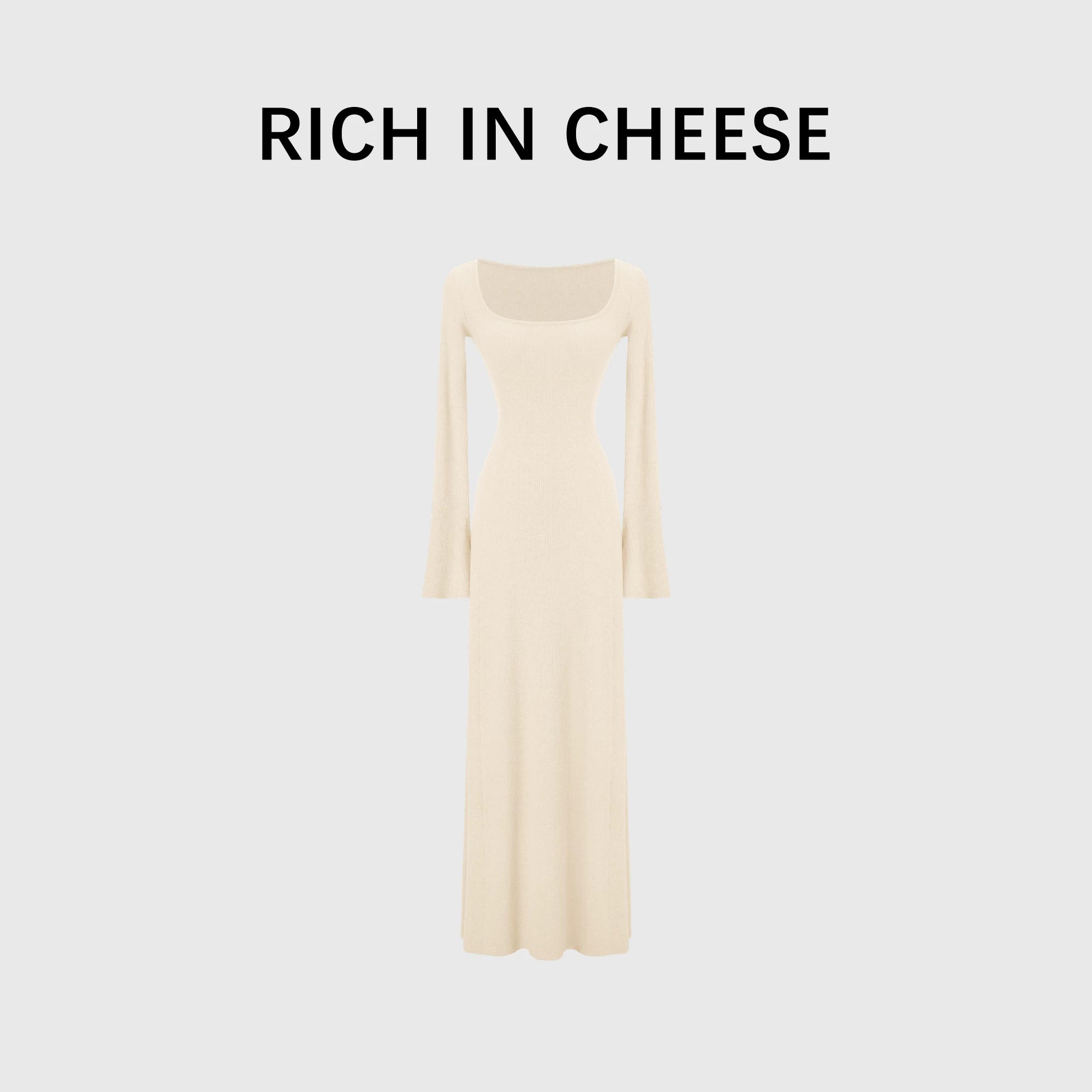 RICH IN CHEESE Knitted Waist Slim Dress