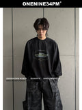 ONENINE34PM Earth Printing Spray Color Wash Broken Long Sleeve