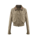 LINY LIBERTY  Vintage Plaid Lapel Flight Jacket