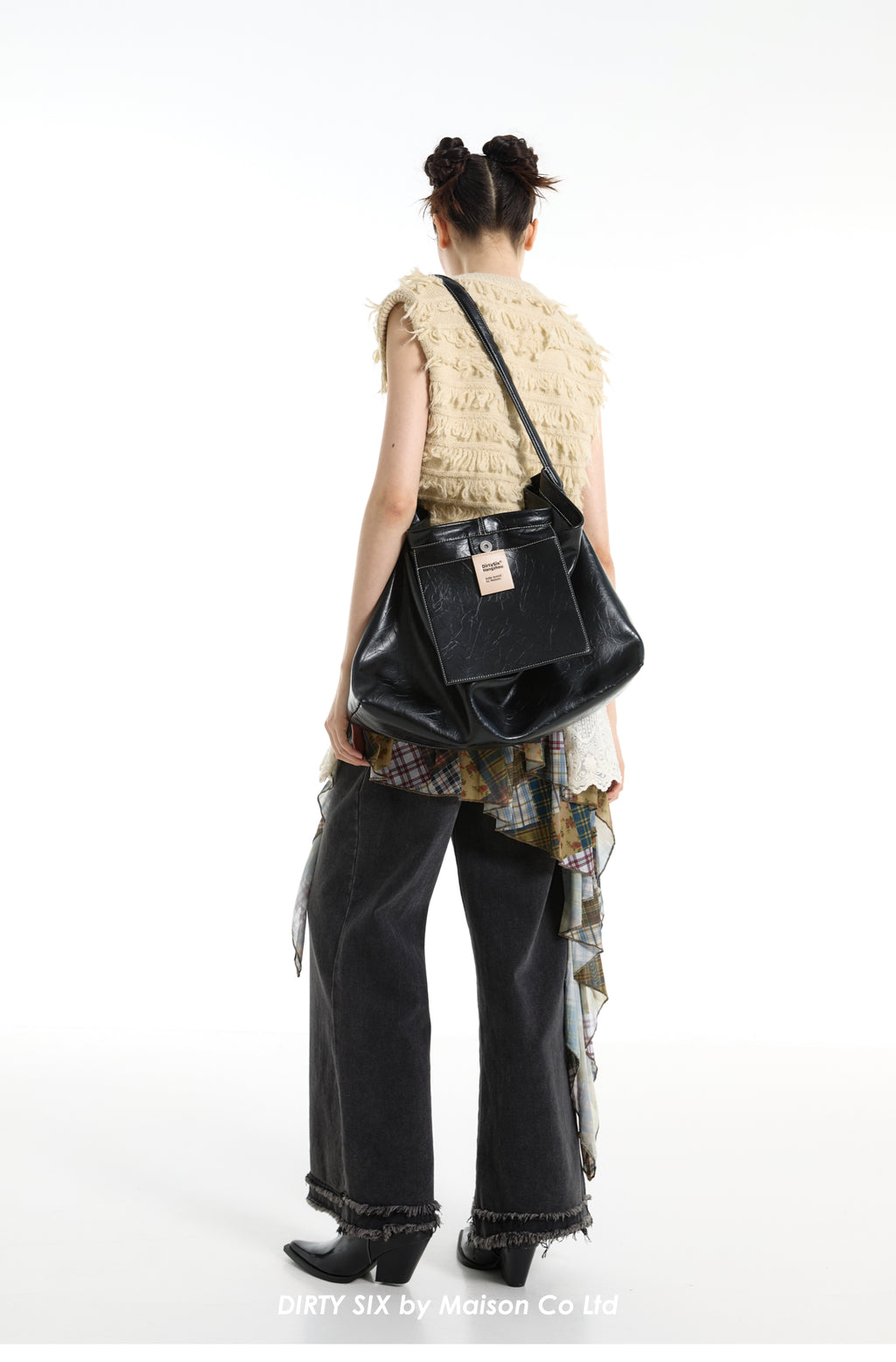 DirtySix Cow Leather Jill big pocket cowhide soft leather tote bag